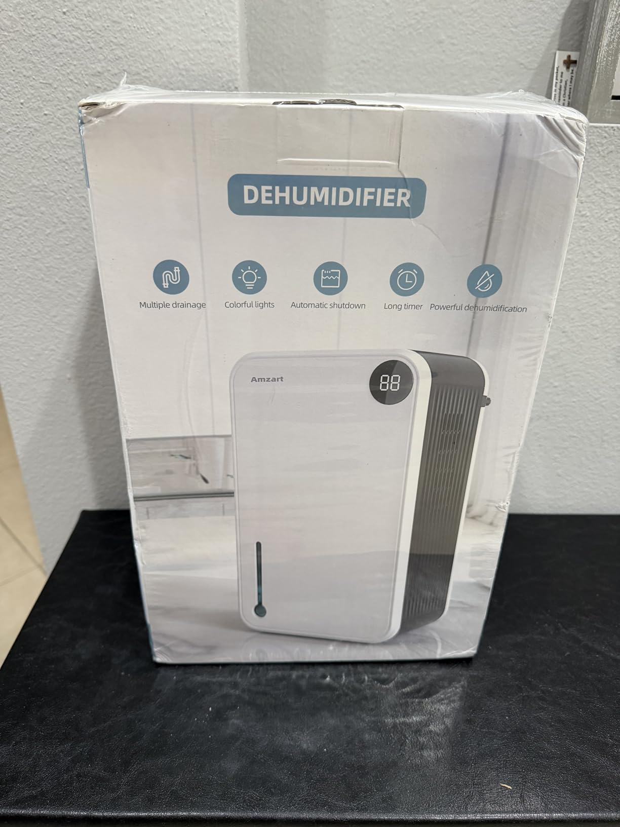 Dehumidifier, 98OZ Dehumidifiers for Home (1000sq.ft), Humidity Display Dehumidifier for Basement Bathroom Bedroom, Auto Shut Off, Washable Filter, Drain Hose, Timer, 7 Ambient Lights, Gray customer photo 1