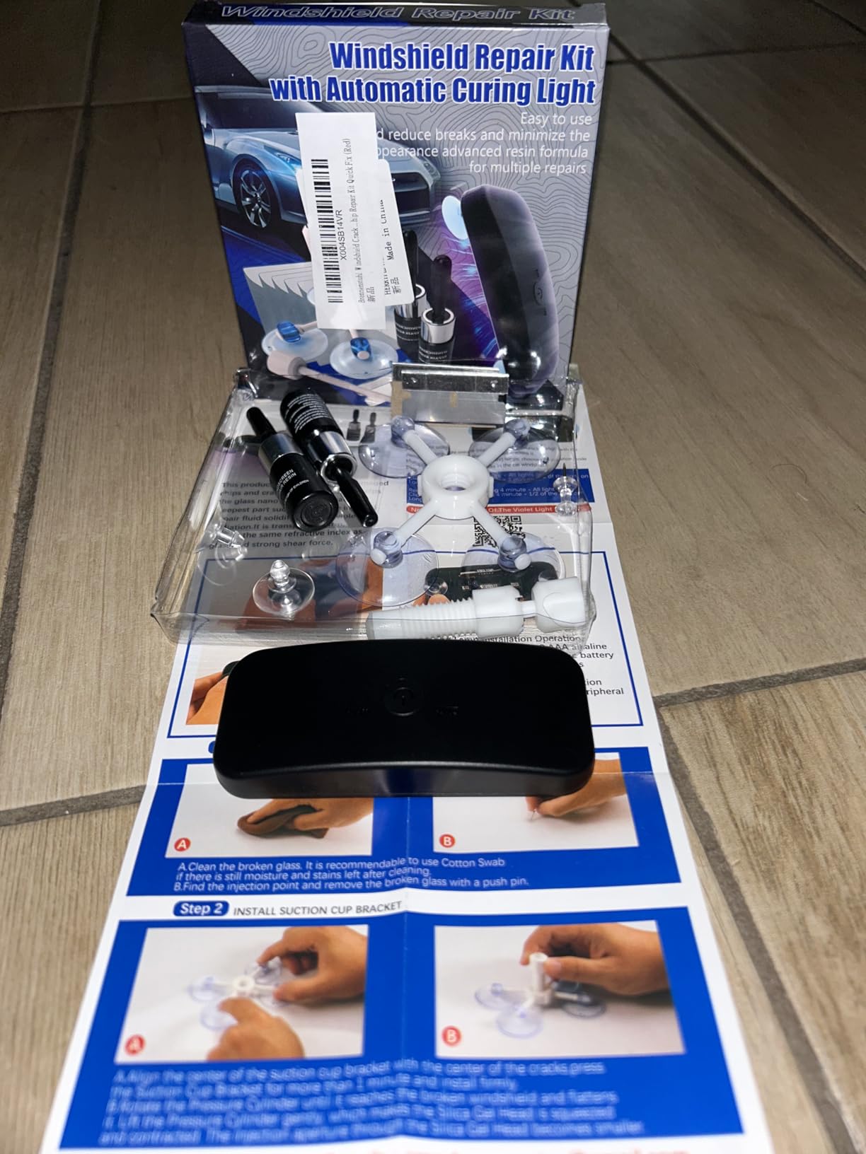 Brennenstuhl Windshield Repair Kit for Chips and Cracks, Rock Chip Repair Kit Windshield, for All Car Windshield Crack Repair Kit to Repair Scratches, with Curing and Pressurizing Device customer photo 1