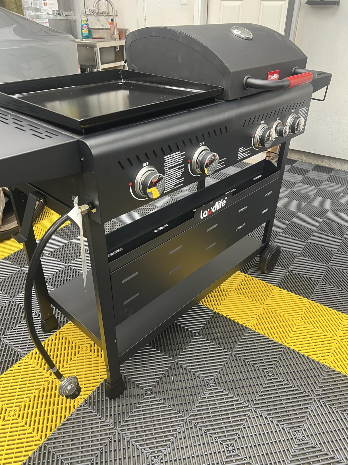 Propane Gas Griddle Grill Combo with Side Burner, Non-Stick Porcelain-Enameled Cast Iron Grate & Pan, 5 Burners Dual BBQ Grills, 702 SQ.IN Cooking Area, Heavy-Duty Stand for Backyard customer photo 1