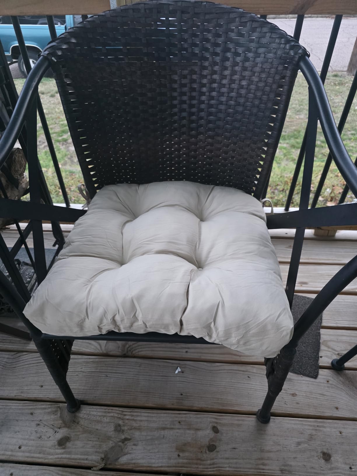 Wicker Chair Cushions of 3 Pieces, Waterproof Cushions for Patio Furniture, Tufted Wicker Outdoor Furniture Cushions, 1 Patio Loveseat Cushion and 2 U-Shaped Cushions, 44