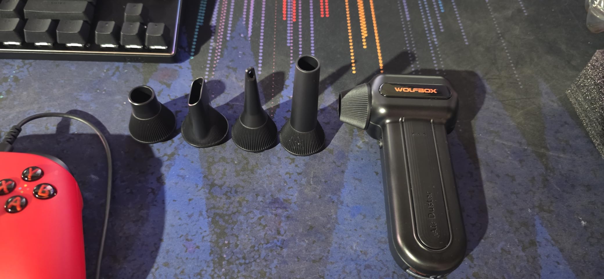 WOLFBOX MF60 Compressed Air Duster-110000RPM Super Power Electric Air Duster, 3-Speed Adjustable Rechargeable Cordless Air Blower with Fast Charging for PC Keyboard Cleaning, Car, Home, 5 Nozzle customer photo 1