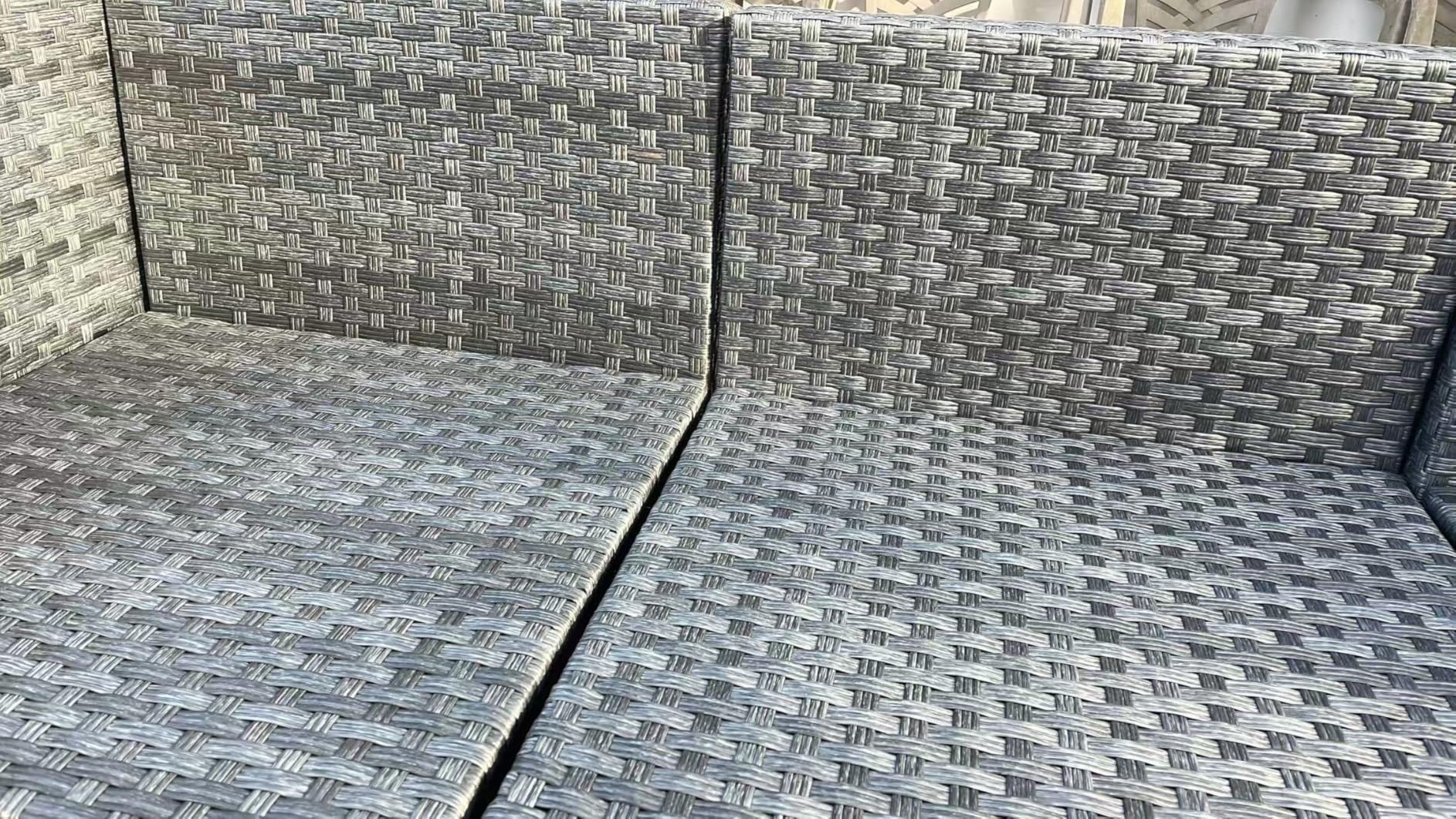 JAMFLY Patio Furniture Sets, 5-Piece Outdoor Patio Furniture with Thick Cushions, Wicker Outdoor Conversation Set Sectional Sofa for Backyard, Poolside, Garden, Aegean Blue customer photo 1