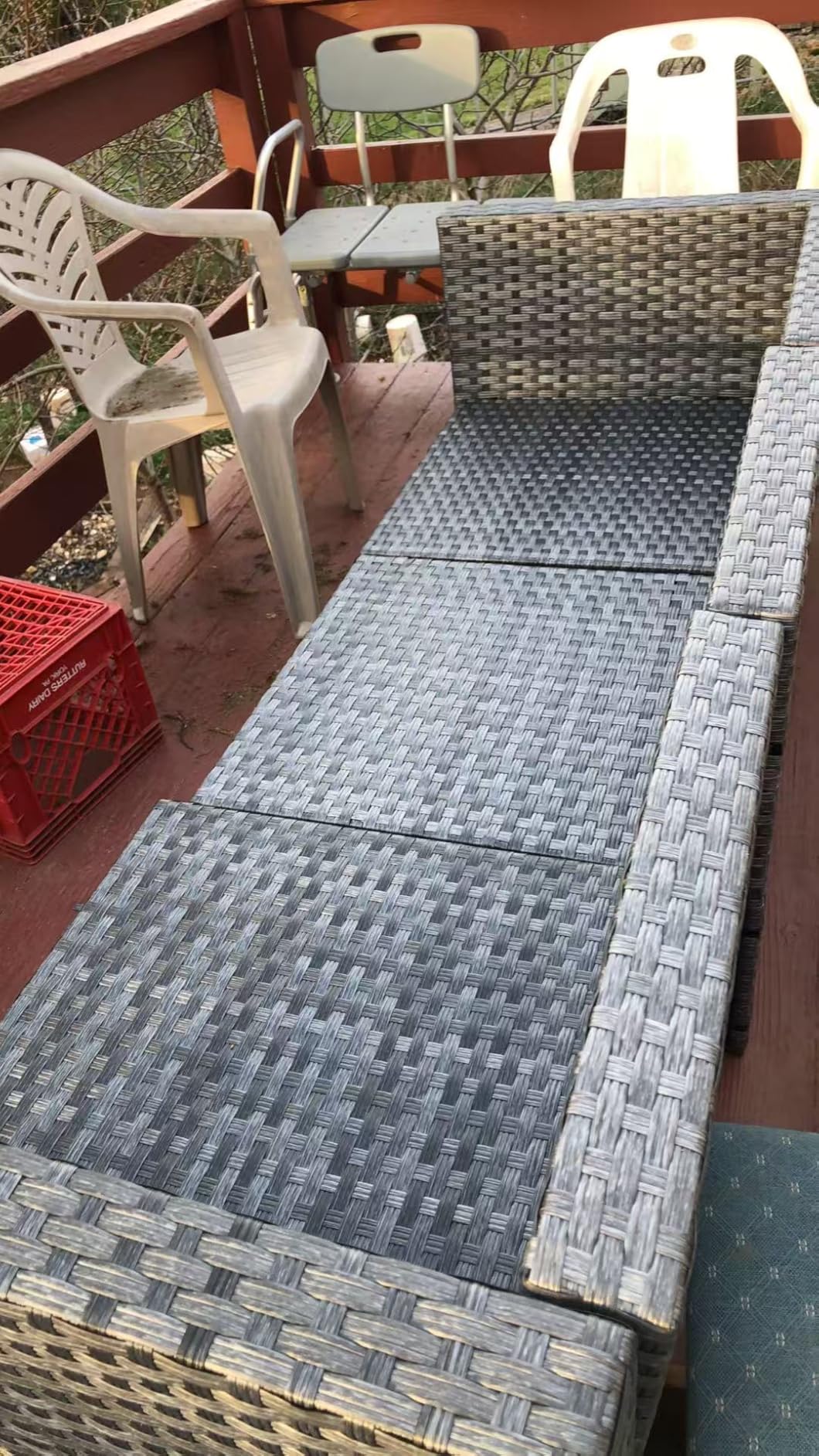 JAMFLY Patio Furniture Sets, 5-Piece Outdoor Patio Furniture with Thick Cushions, Wicker Outdoor Conversation Set Sectional Sofa for Backyard, Poolside, Garden, Aegean Blue customer photo 2