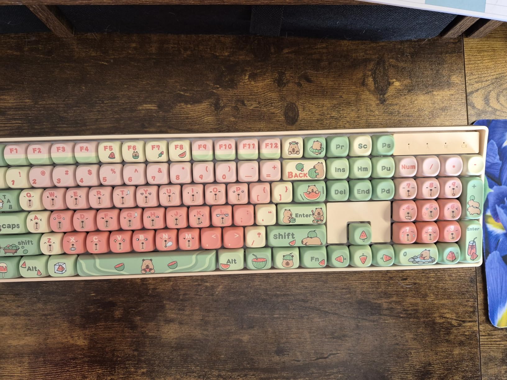 130 Keys Mint Green and Pink PBT Keycaps, Gradient Chinese Style Design, Five Side Dye Sublimation MOA Profile Keycaps for Mechanical Keyboard, Compatible with Cherry MX Gateron Kailh customer photo 1