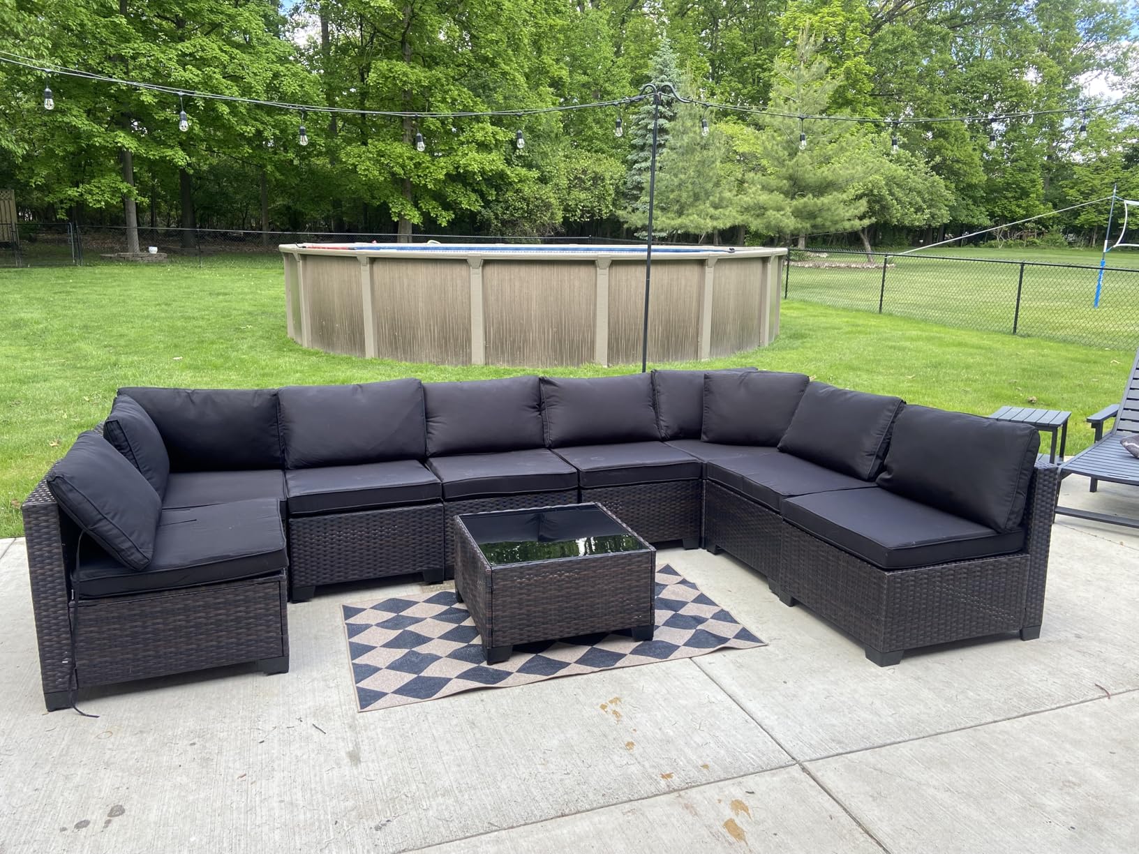 LEVELEVE 7 Pieces Outdoor Patio Furniture Sets,Rattan Conversation Sectional Set,Manual Weaving Wicker Patio Sofa with Tea Table customer photo 1