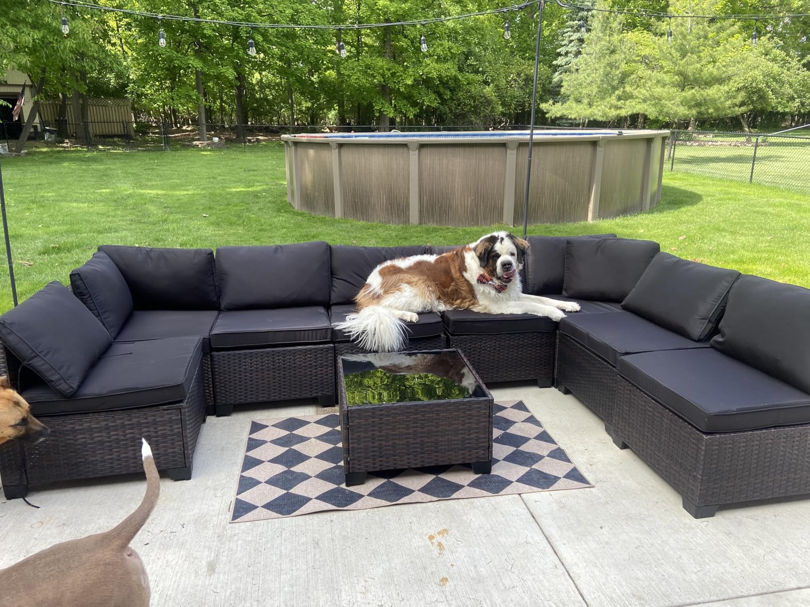 LEVELEVE 7 Pieces Outdoor Patio Furniture Sets,Rattan Conversation Sectional Set,Manual Weaving Wicker Patio Sofa with Tea Table customer photo 2
