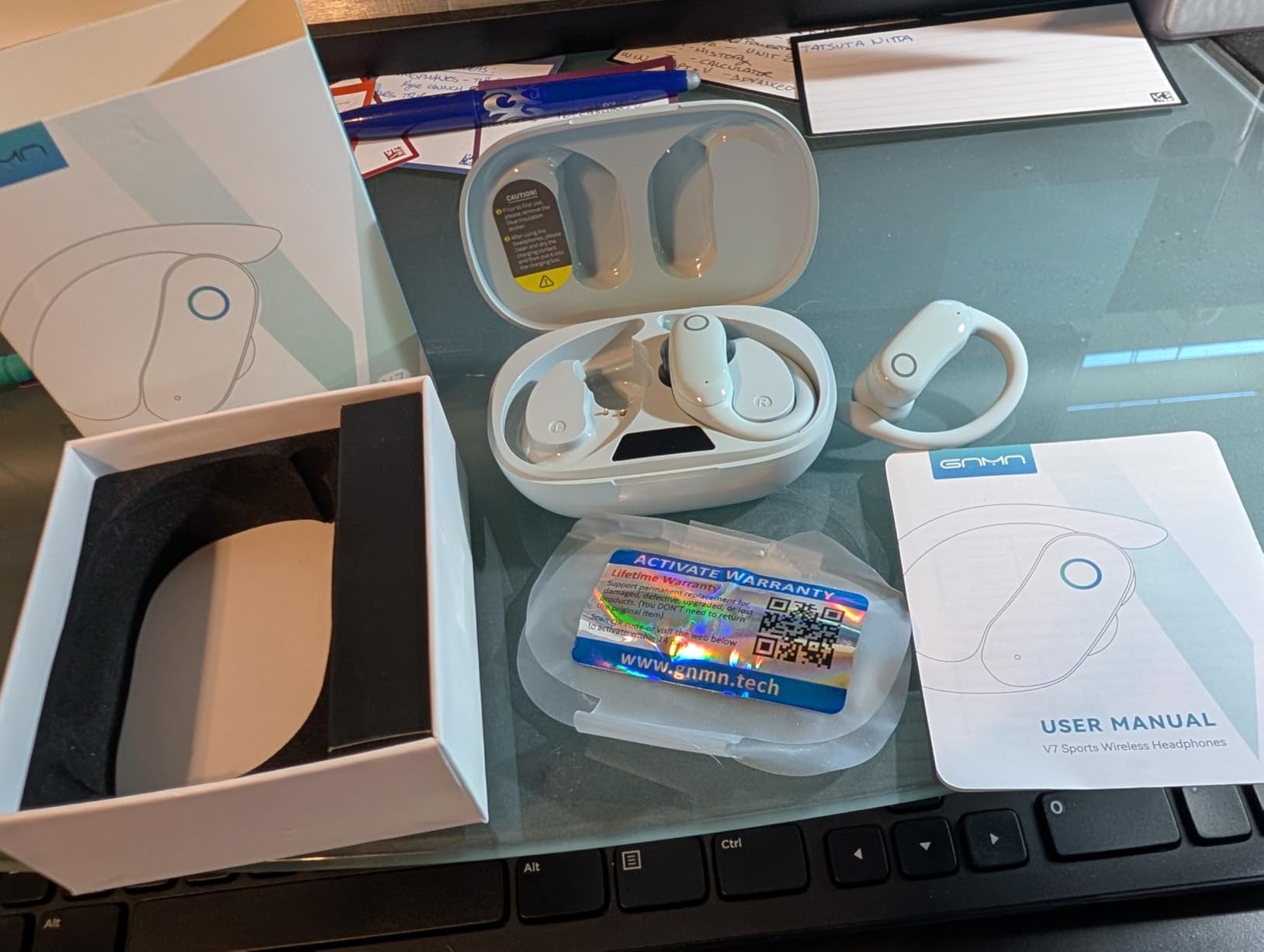 GNMN Active Noise Cancelling Ear Buds Wireless Earbuds 96hrs Playback Bluetooth Headphones Dual Battery Display Stereo Bass Earphones with Earhooks Microphone IPX7 Waterproof for Sports/Workout customer photo 1