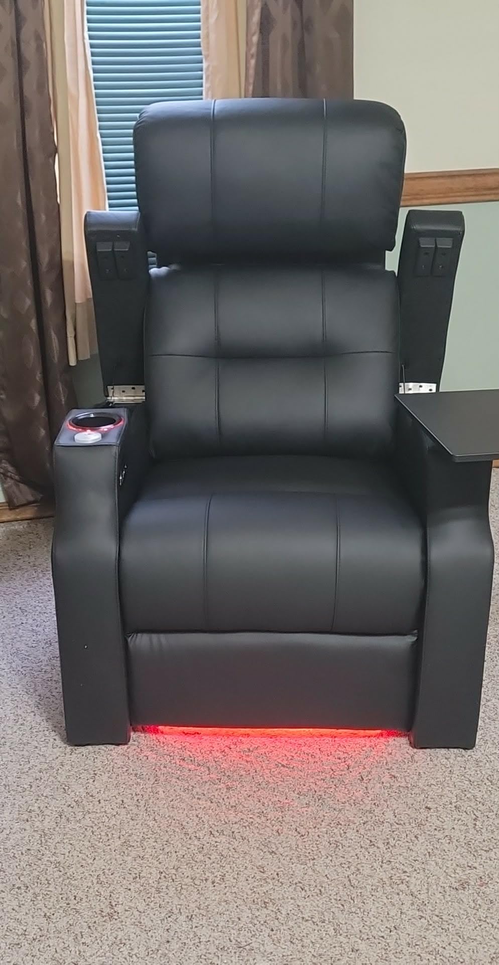 PBRO Home Theater Seating Top Grain Leather, Zero Gravity Recliner Chair Movie Theater Chairs Electric Sofa with Power Reclining USB Charge Ambient Lighting, Black Single Seats for Living Room customer photo 1