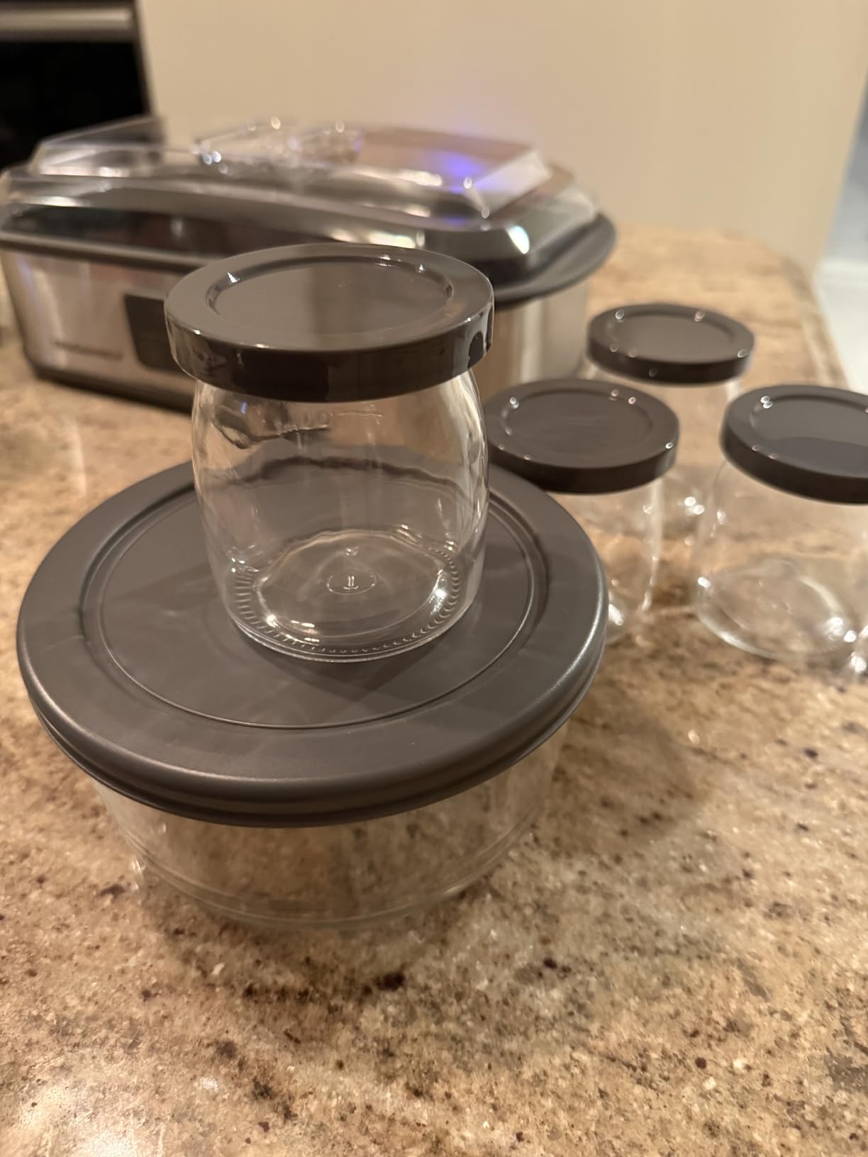 Elite Gourmet ProBioticPRO Digital Yogurt Maker, Programmable Temp and Time Control (68-127degF), Includes 8 Glass Jars (6 oz) plus 2 Large 1-Qt Bowls, Stainless Steel, Auto Shut-Off customer photo 1