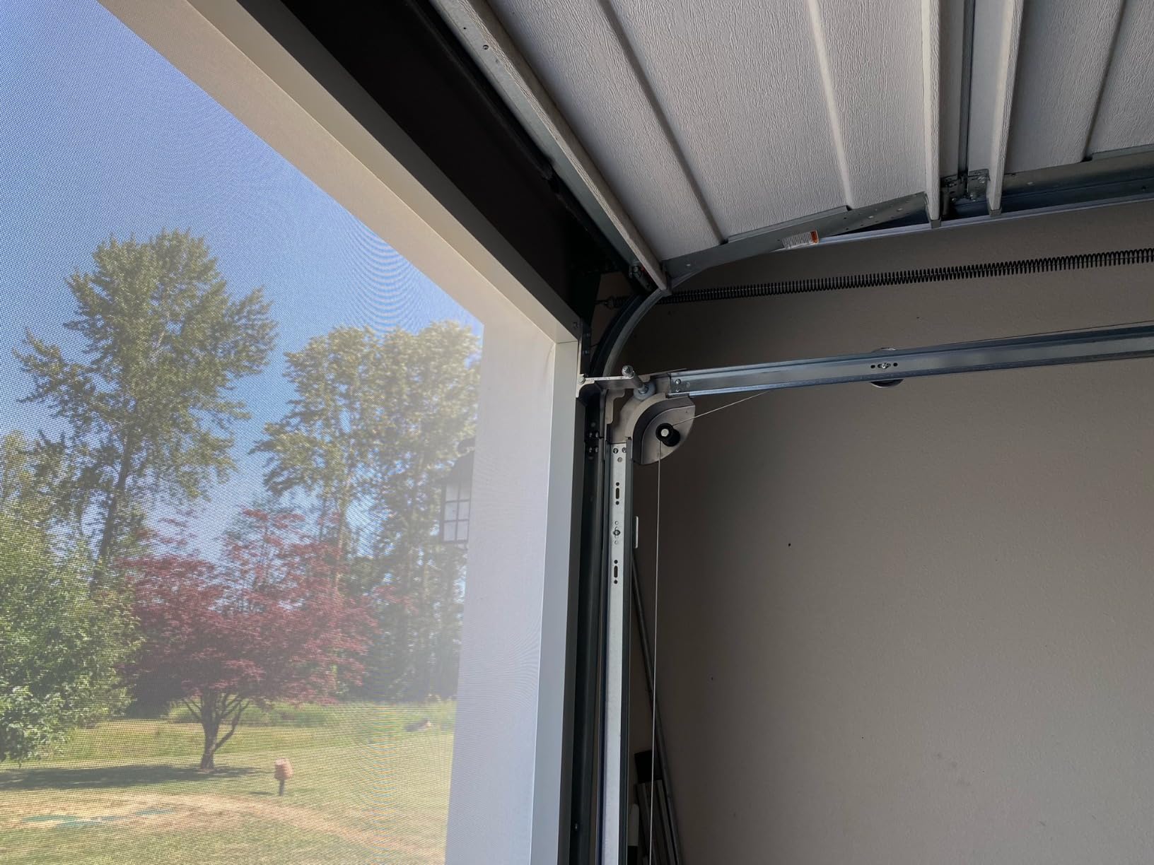 Garage Door Screen - 17x20 PVC-Coated Polyester Fabric with Privacy & Pet-Resistant Mesh, Spring-Loaded Counterbalance, Retractable, Versatile Living Space (Sandstone, 16'W x 8'H) customer photo 1