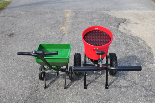 EarthWay 2150 Commercial 50 LB Broadcast Fertilizer Spreader. Heavy-Duty Walk-Behind Push Garden Seeder with Adjustable Drop Rate and Driving Handle. Large 13 inch Pneumatic Stud Tires customer photo 2