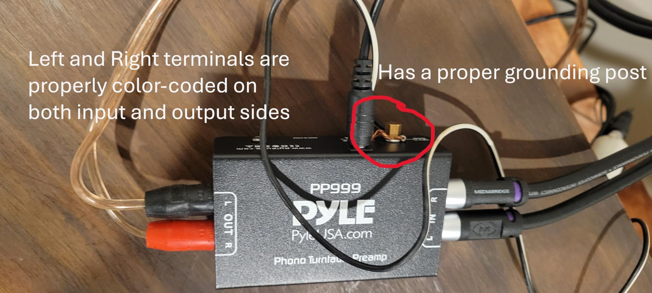 Pyle Phono Turntable Preamp - Mini Electronic Audio Stereo Phonograph Preamplifier with RCA Input, RCA Output & Low Noise Operation Powered by 12 Volt DC Adapter - PP999 customer photo 1