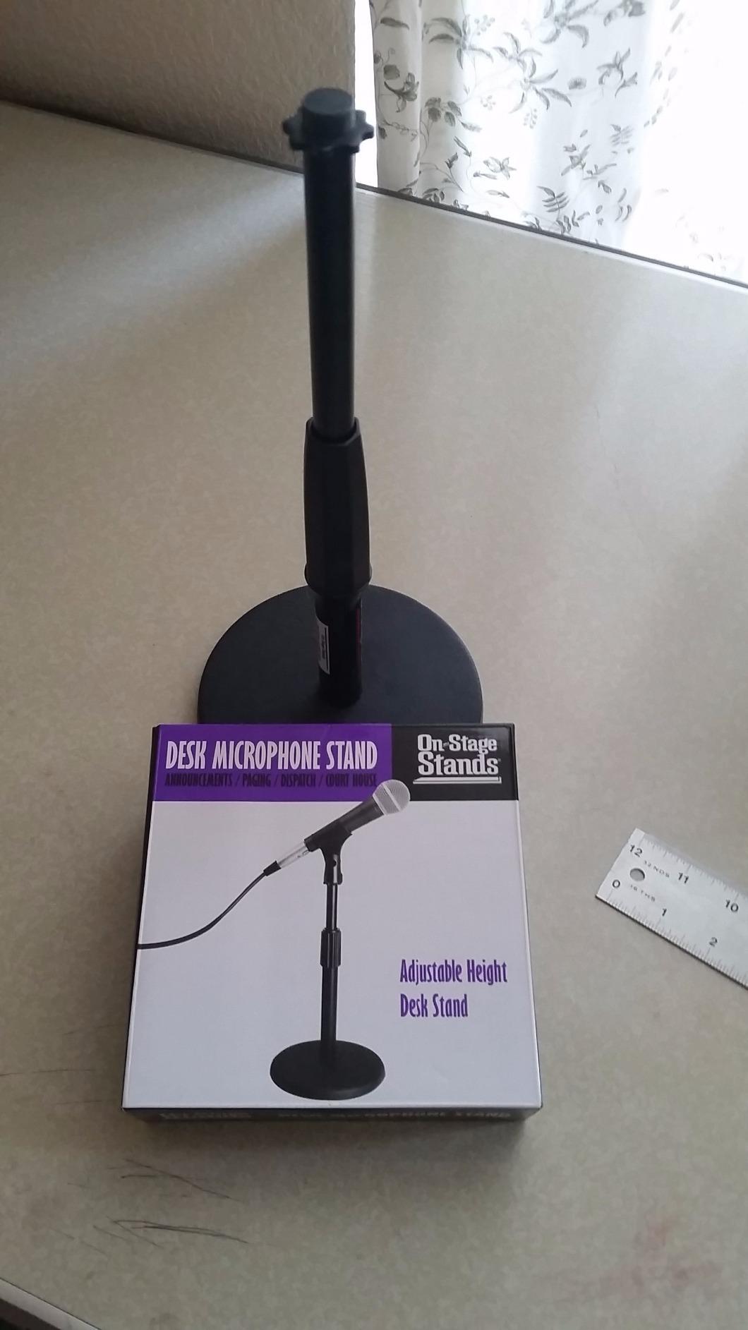 On-Stage DS7200B Adjustable Desktop Mic Stand (for Recording, Streaming, Podcasting, Bass, Drums&Amps, Adjustable Height, Round Weighted Base, 5/8