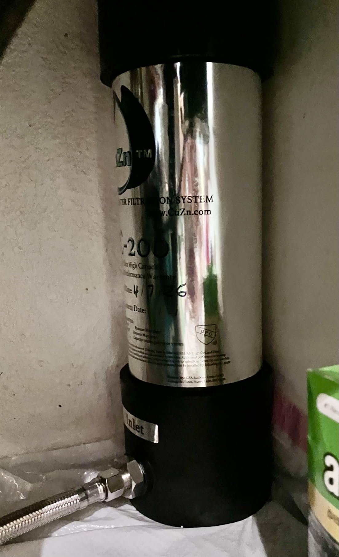 CuZn Under Sink Water Filter for Sink Faucet, 5 Year Filter Life, NSF/ANSI 42 & 372 Certified, Reduces PFAs, PFOS, Lead, Chlorine, Inline Faucet Connection, Improves Tap Water Taste customer photo 2