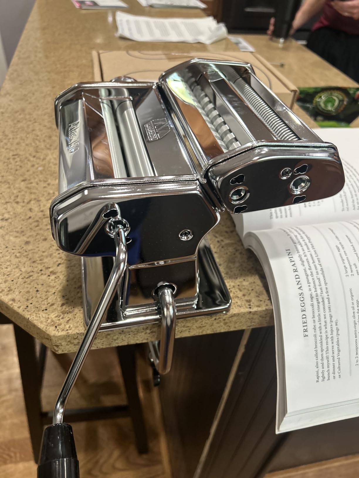 MARCATO Made in Italy Atlas 150 Classic Manual Pasta Maker Machine, Chrome Steel with Black Hand Crank. Makes Lasagna, Fettuccine & Tagliolini. customer photo 1