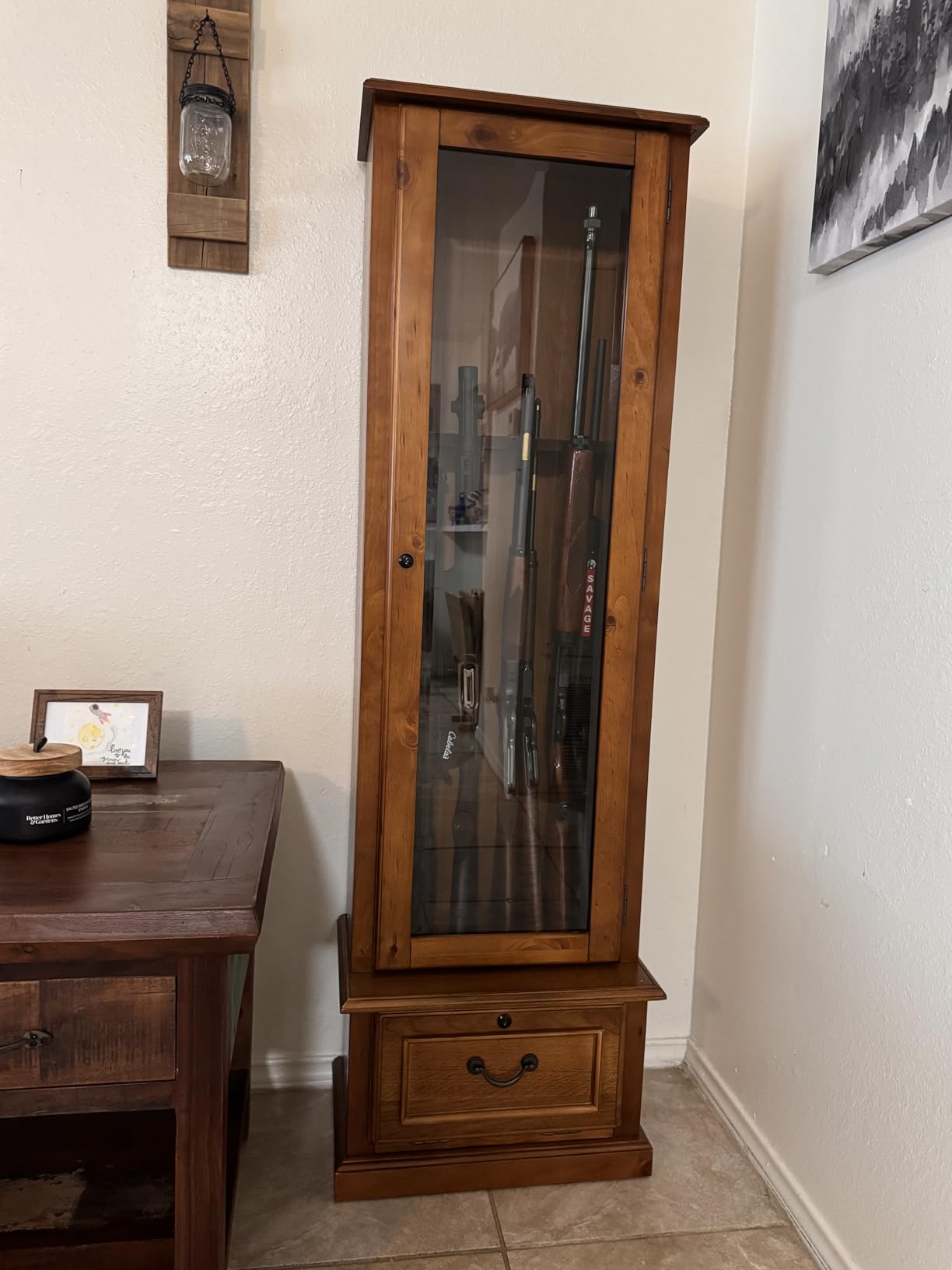 American Furniture Classics 8 Gun Cabinet with Locking Tempered Glass Door customer photo 2