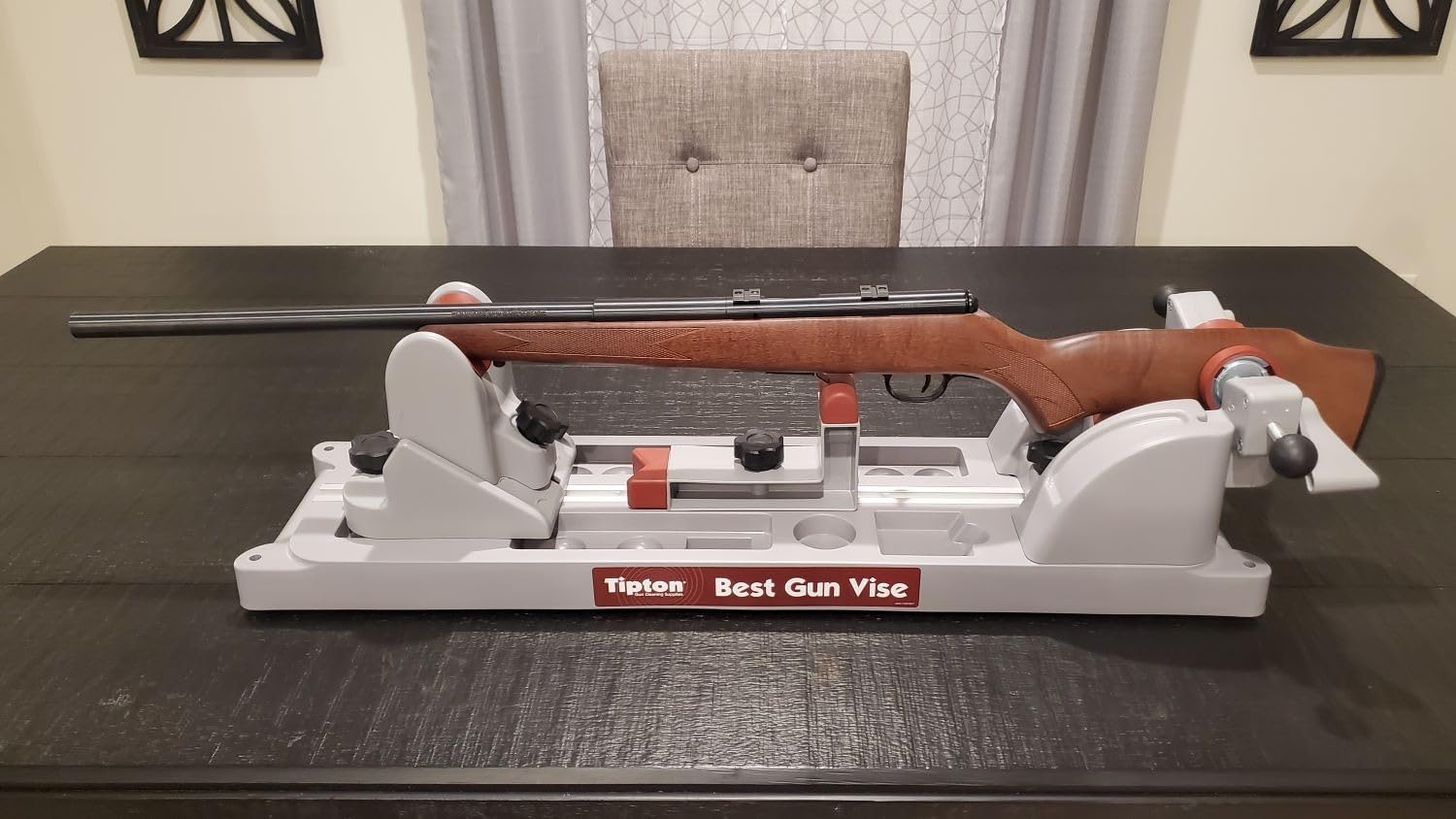 Tipton Best Gun Vise with Secure Adjustable Cradle, Storage Compartments for Cleaning, Gunsmithing and Firearm Maintenance, Red/Grey customer photo 1