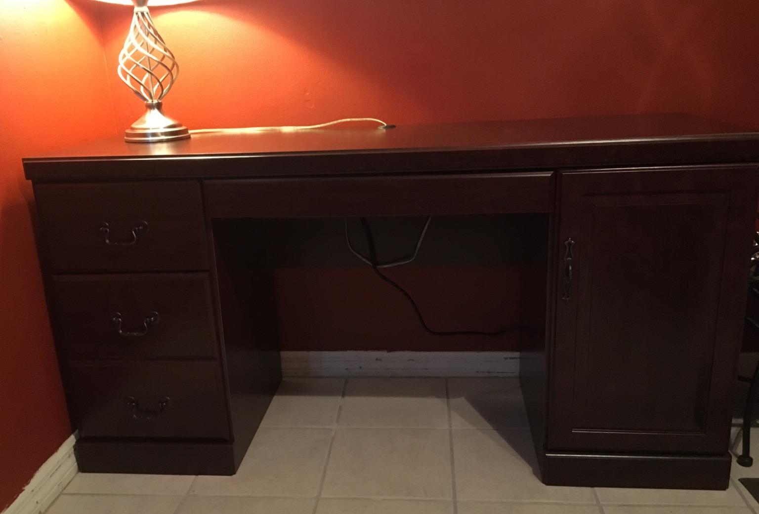 Sauder 404944 Heritage Hill Computer Credenza, Classic Cherry Finish, L: 59.13