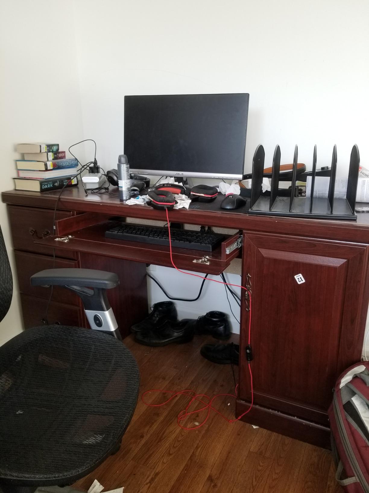 Sauder 404944 Heritage Hill Computer Credenza, Classic Cherry Finish, L: 59.13