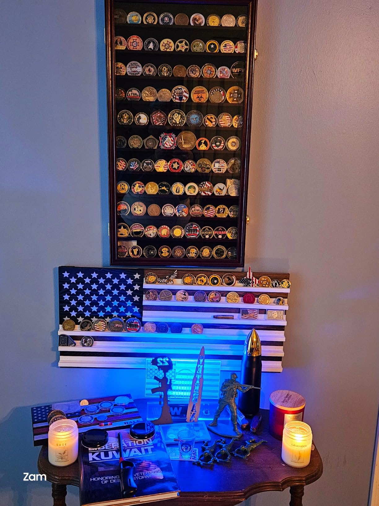 DisplayGifts Military Challenge Coin Display Case Poker Chips Holder Wall Cabinet Rack 29 X 16 Compatible with Army Navy Air Force Marine Corps Challenge Coins customer photo 1