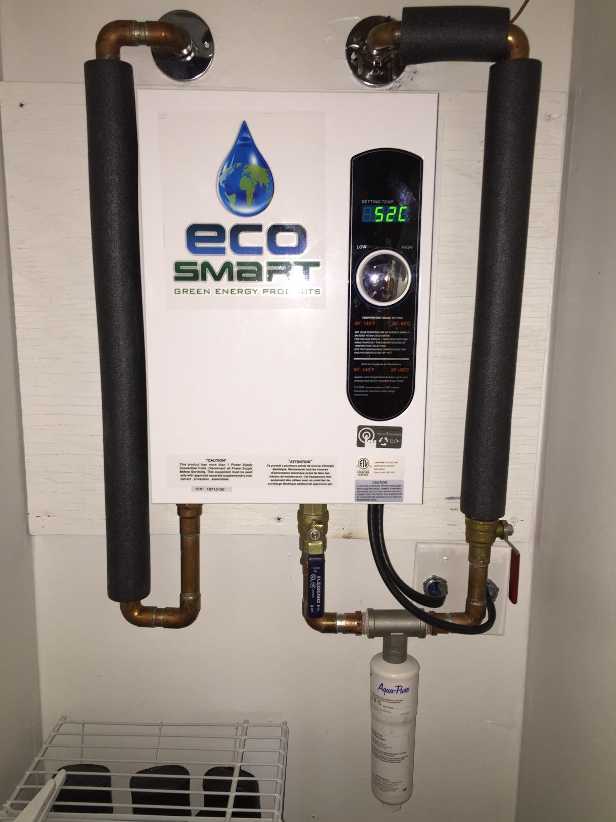 EcoSmart ECO 18 Electric Tankless Water Heater, 18 KW at 240 Volts with Patented Self Modulating Technology, White customer photo 1