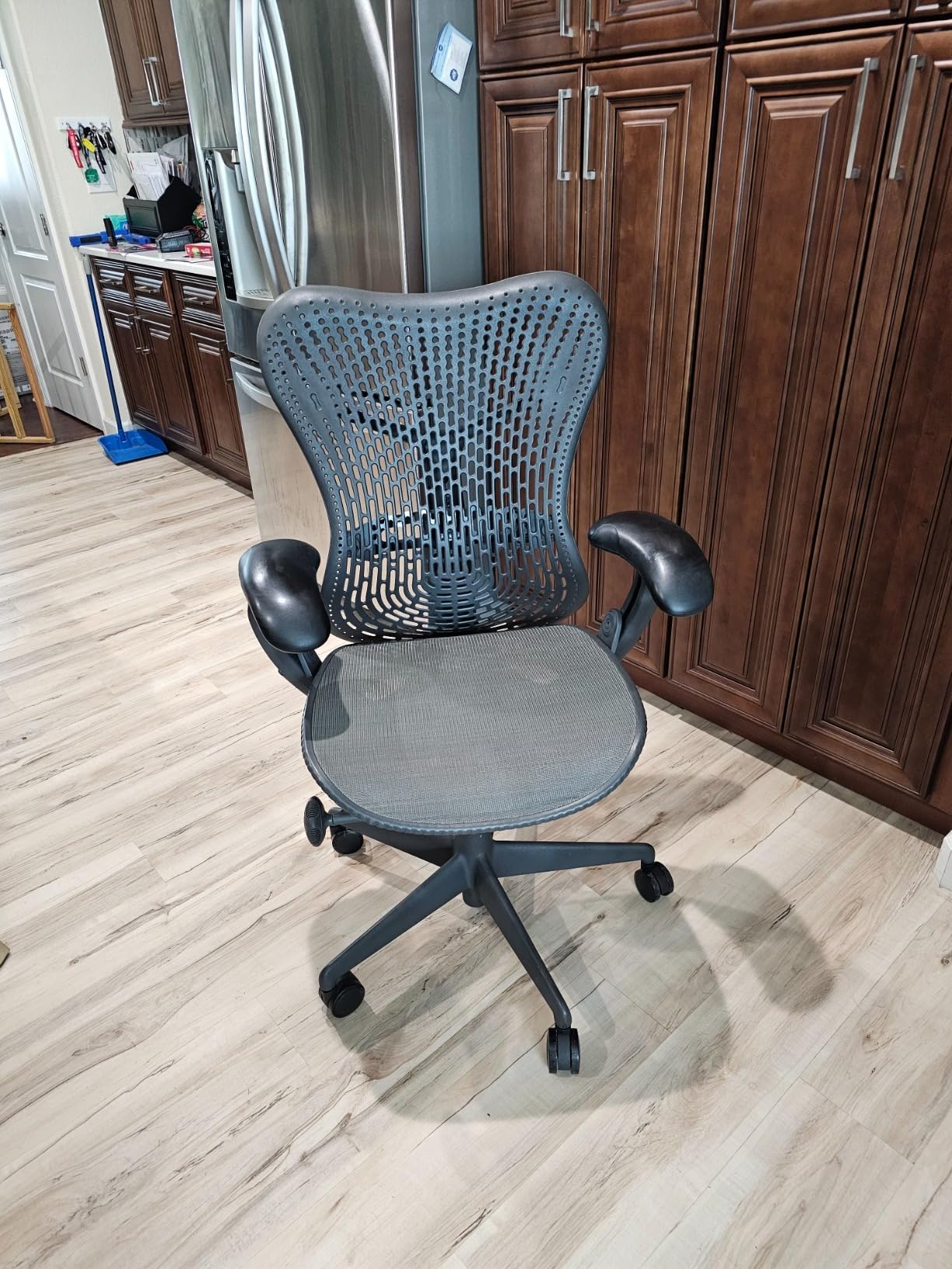 Herman Miller Mirra Chair: Fully Featured w/Forward Tilt - Adjustable Arms - FlexFront Seat - Tilt Limiter - Lumbar Support - Hard Floor Casters - Graphite Frame/Graphite Seat customer photo 1