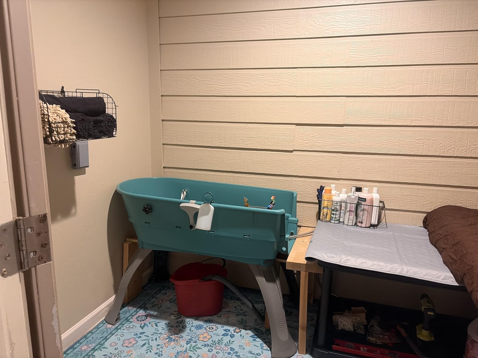 Booster Bath Elevated Pet Bathing, Teal, Large customer photo 1