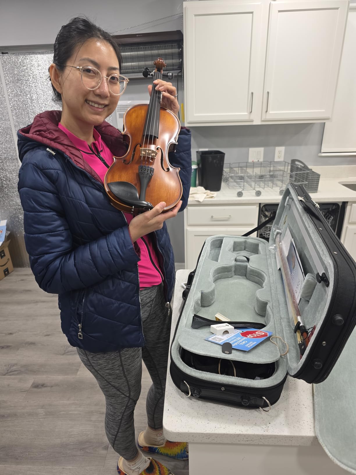 Bunnel Pupil Violin Outfit 4/4 Full Size By Kennedy Violins - Carrying Case and Accessories Included - Solid Maple Wood and Ebony Fittings customer photo 2