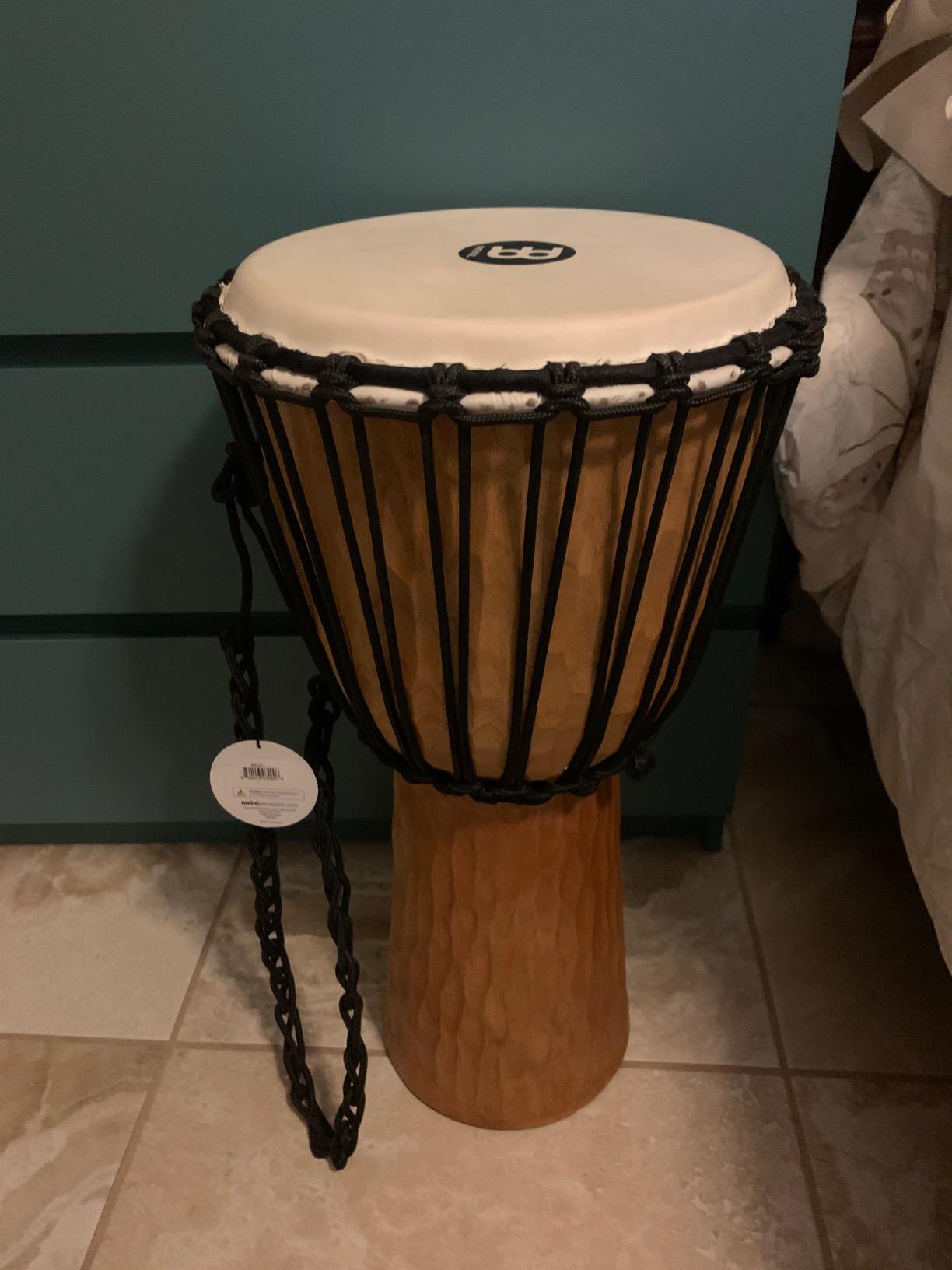 Meinl Percussion Djembe Drum African Hand Drum Instrument for Adults - NOT MADE IN CHINA - Mahogany Wood / Natural Head 10