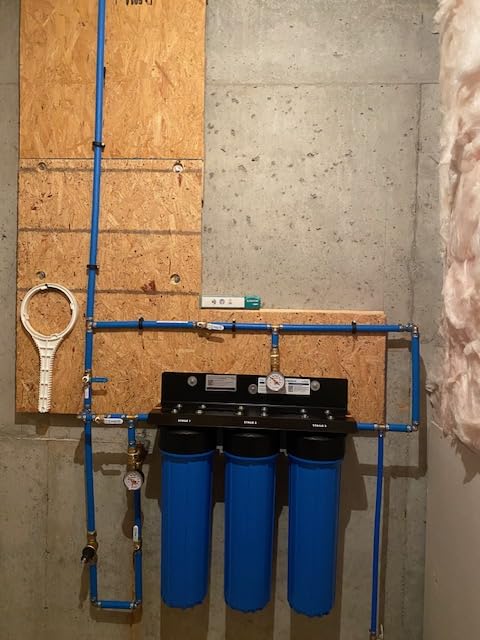 iSpring Whole House Water Filter System, Highly Reduces Sediment, Taste, Odor, and up to 99% Chlorine, 3-Stage w/ 20-Inch Sediment and Carbon Block Filters, Model: WGB32B, 1