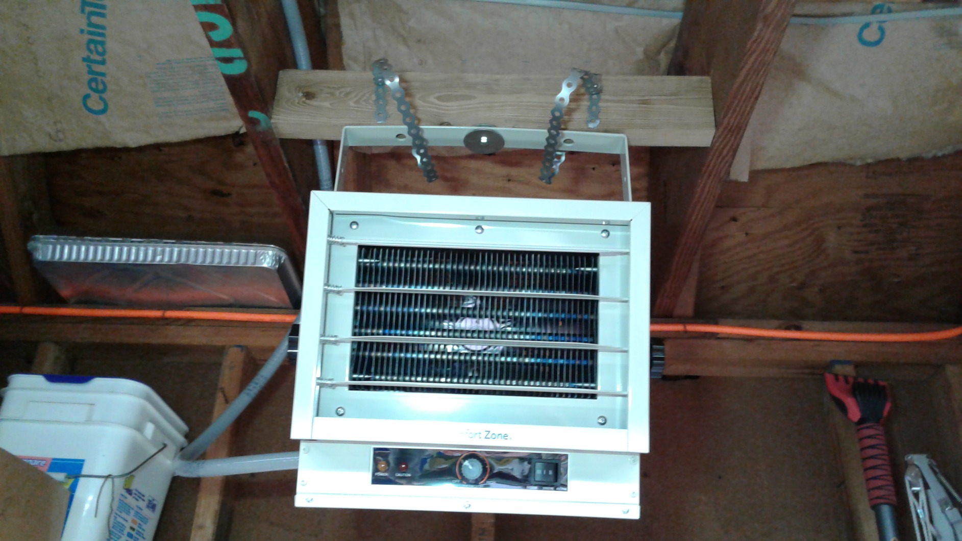 Comfort Zone Hard-Wired Ceiling Mount Garage Electric Space Heater, Fan-Forced, 5,000 watt, 240 volt, Overheat Protection, Thermal Cut-Out Switch, Ideal for Workshop & Garage, ETL Compliant, CZ220 customer photo 1