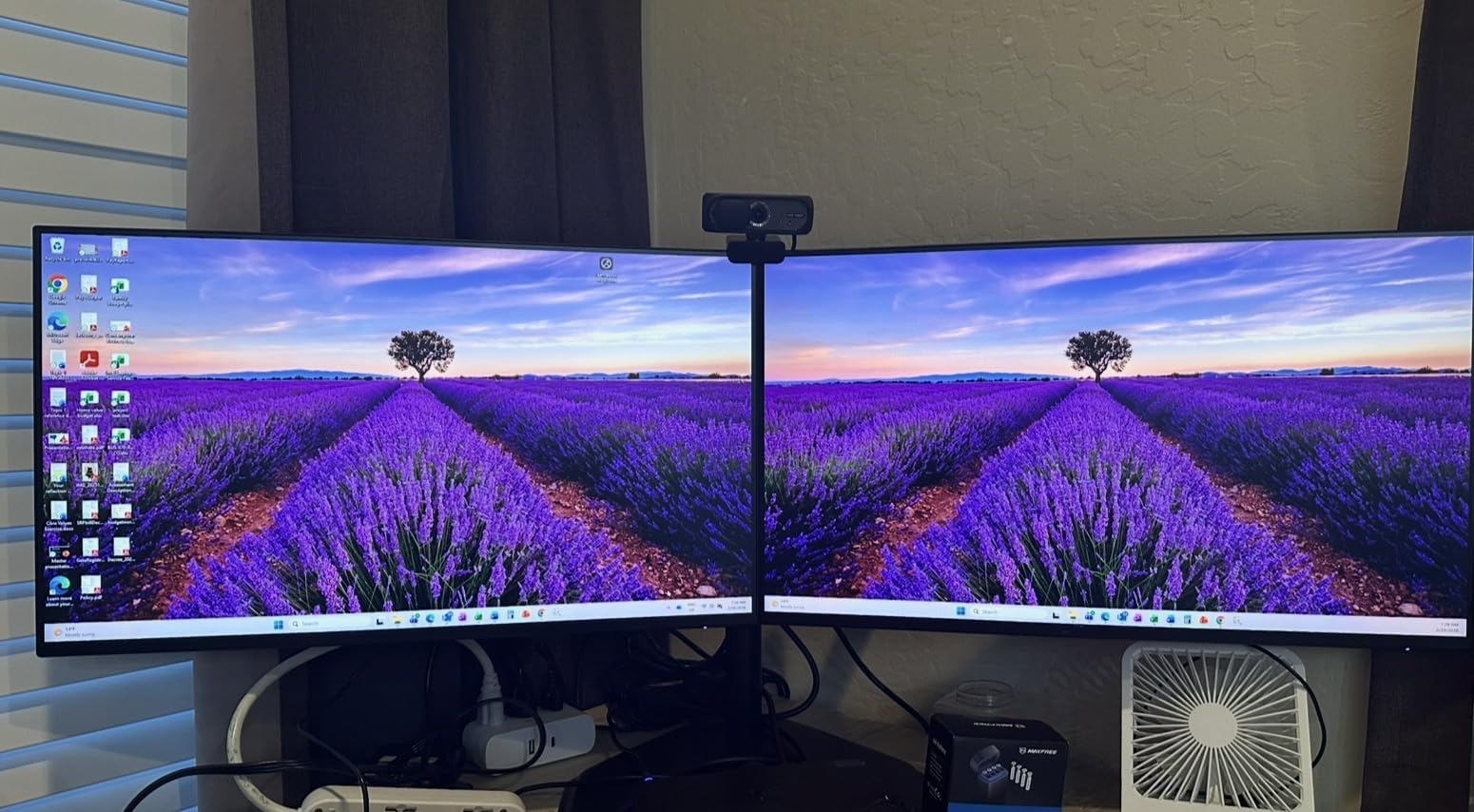 VIVO STAND-V002F Dual LED LCD Monitor Free-Standing Desk Stand for 2 Screens up to 27 Inch Heavy-Duty Fully Adjustable Arms with Max VESA 100x100mm customer photo 1