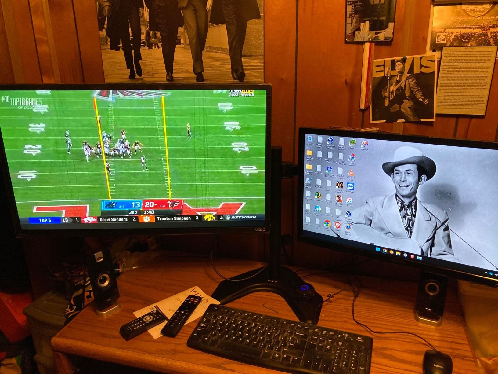 VIVO STAND-V002F Dual LED LCD Monitor Free-Standing Desk Stand for 2 Screens up to 27 Inch Heavy-Duty Fully Adjustable Arms with Max VESA 100x100mm customer photo 2