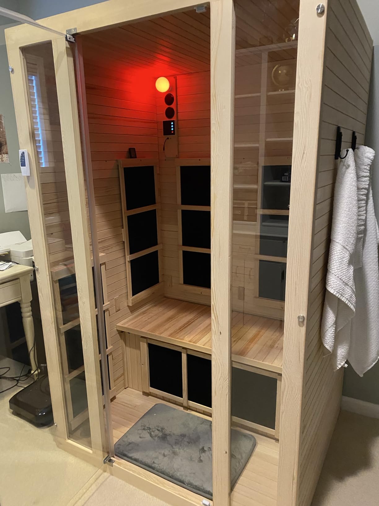 JNH Lifestyles Joyous 2-Person Low EMF FAR Infrared Sauna with Chromotherapy Light for Home Indoor Spa Use - 7 Carbon Fiber Heaters, Canadian Hemlock Wood customer photo 2