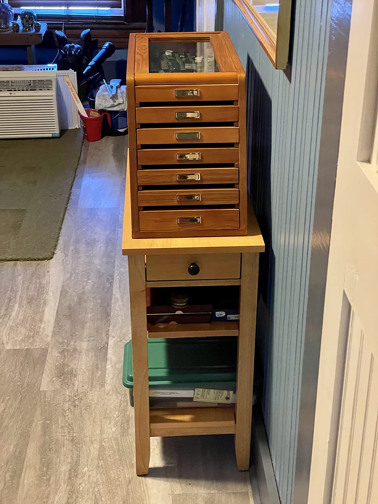 Collector's Cabinet Display Case for Collectibles, Wood 7-Drawer Storage Organizer Oak customer photo 2