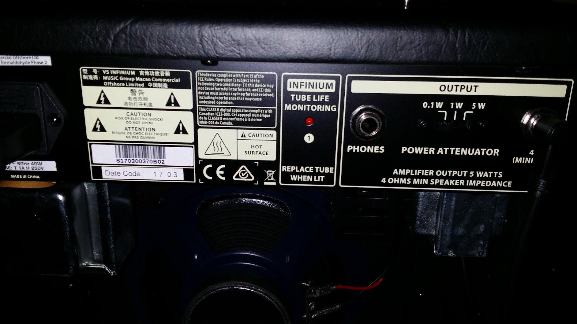 Bugera V5 INFINIUM 5-Watt Class-A Tube Amplifier Combo with INFINIUM Tube Life Multiplier customer photo 2