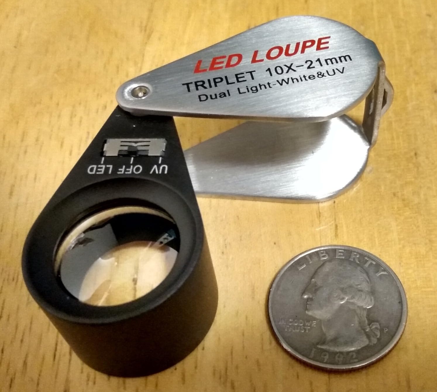 Gain Express Jewelers Loupe Magnifier, Jewelry Loop Magnifier with Light, Hastings Triplet Loupe 10X for Coin, Gem, Stamp, Diamond etc (White LED & UV Light) customer photo 2