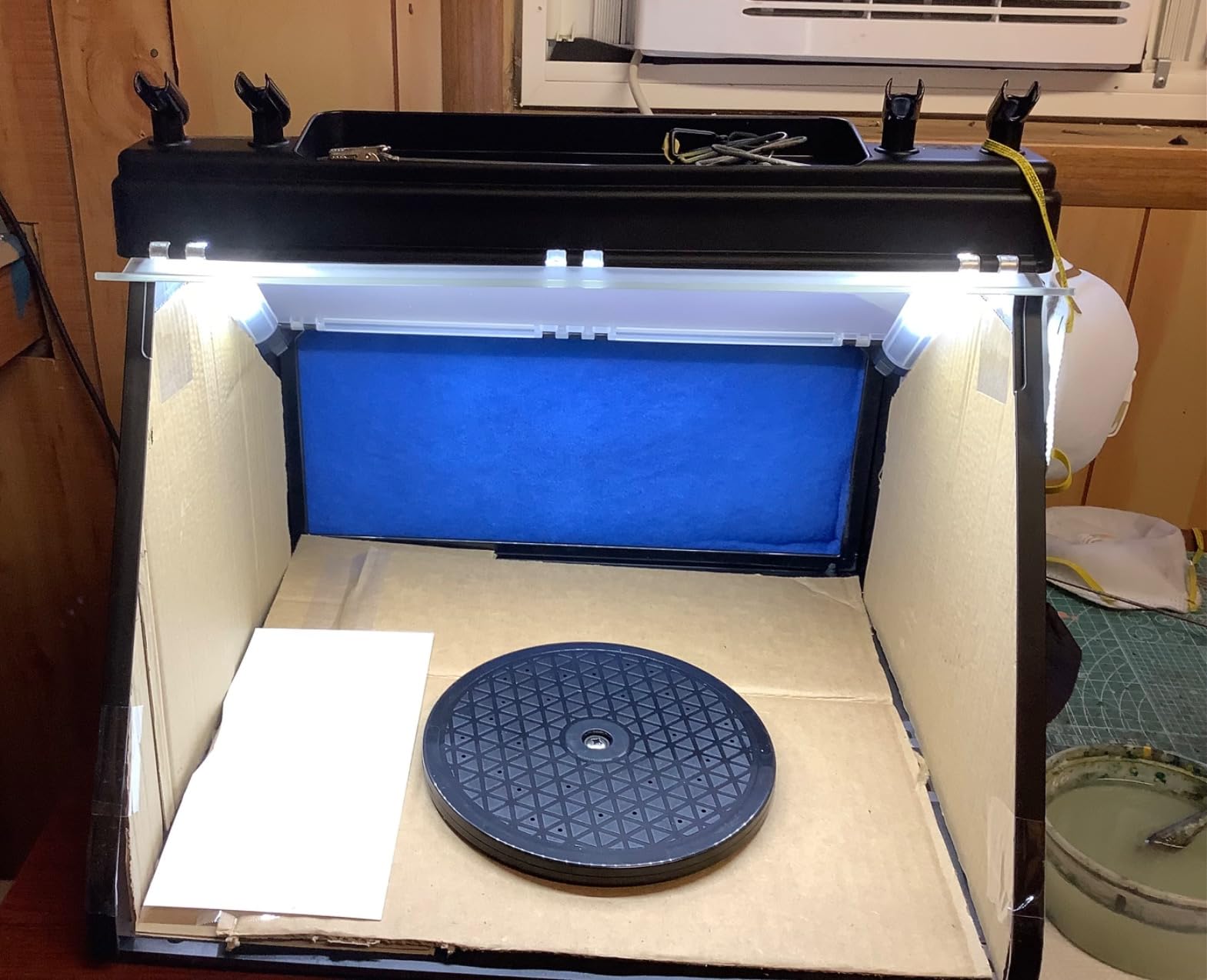 Master Airbrush Portable Airbrush Spray Booth Station with LED Lights, 25W Fan, Turntable & 6' Exhaust Hose, 16.5