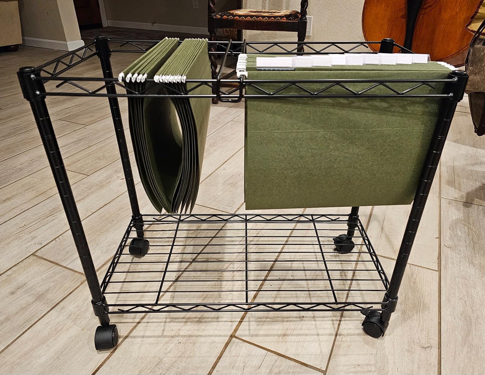 Oceanstar Portable 1-Tier Metal Rolling File Cart, Black, 24 in customer photo 2