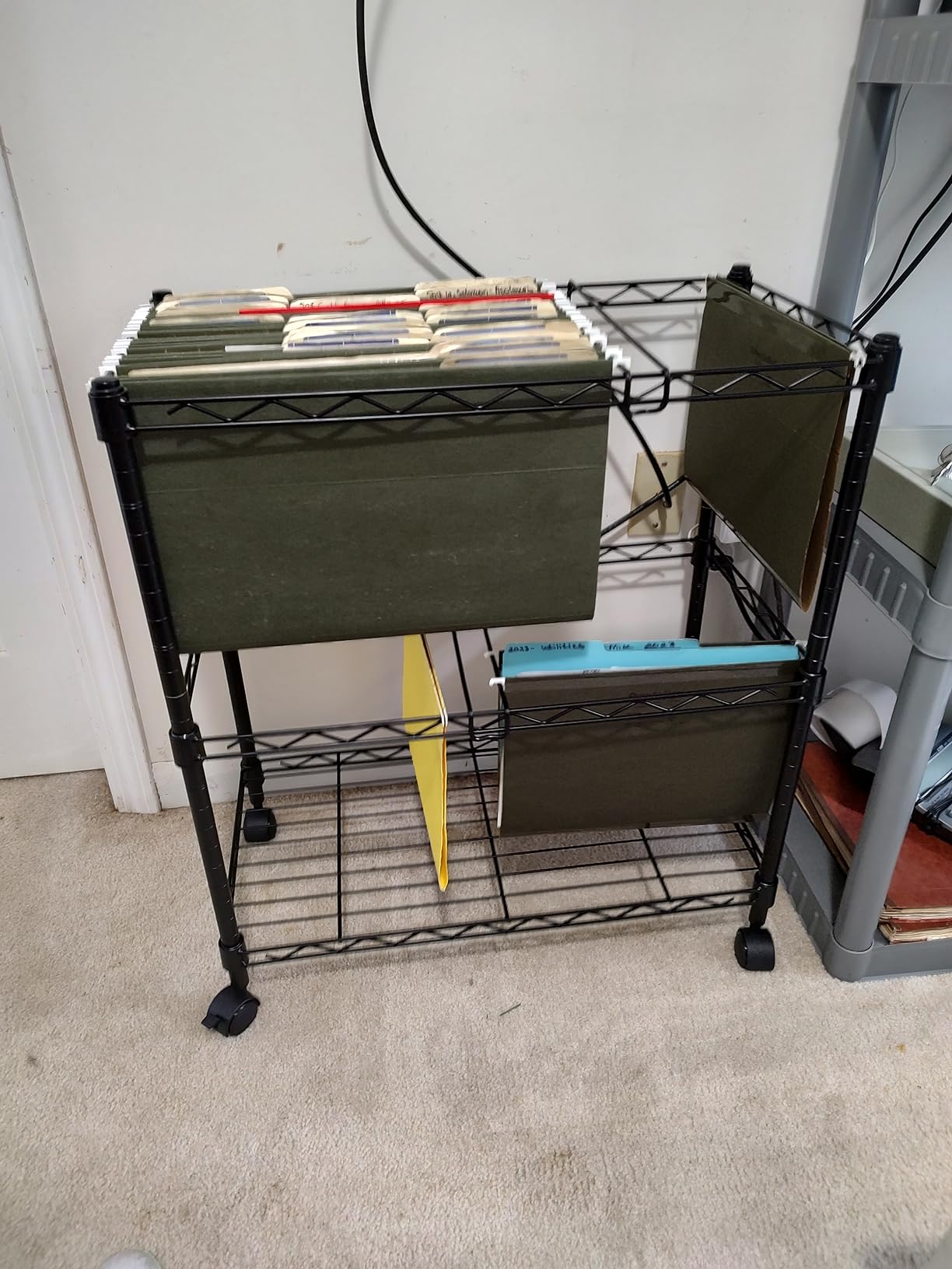 Oceanstar Portable 2-Tier Metal Rolling File Cart, Black customer photo 2