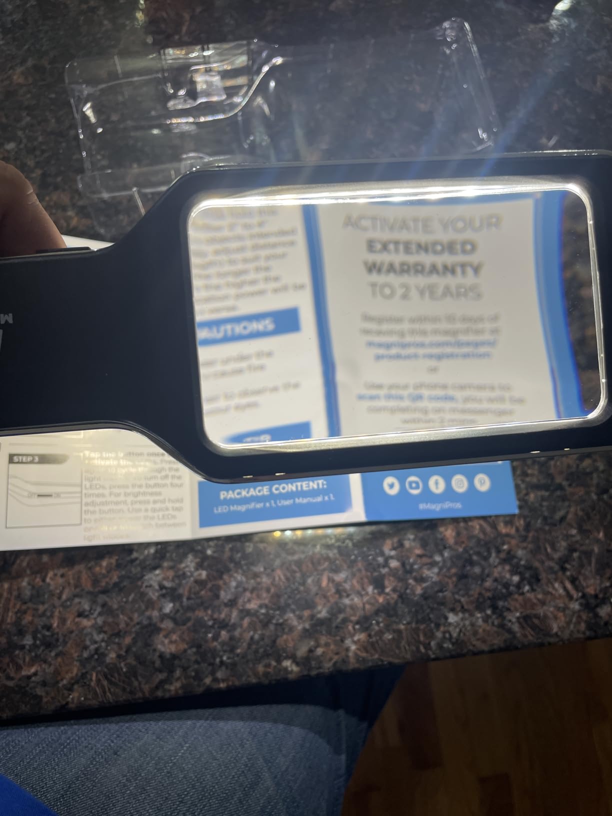 MAGNIPROS Patented 3X Large Magnifying Glass with Light | 3 Color Light Modes | Anti-Glare Lens & Stepless Dimmable LEDs | Perfect for Reading Fine Print & Inspection - Ideal for Seniors & Low Vision customer photo 2