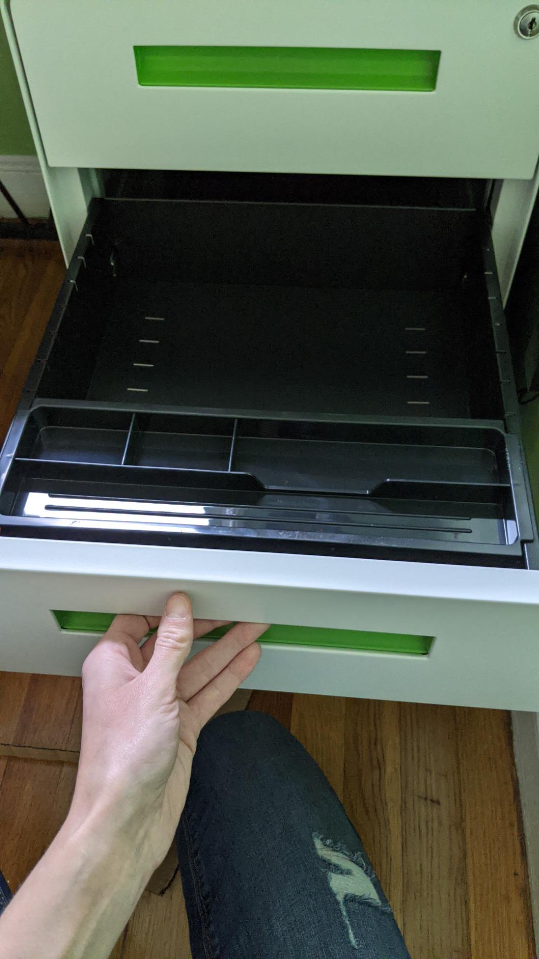 Laura Davidson Furniture Stockpile 3 Drawer File Cabinet with Lock - Under Office Desk Metal Filing Cabinet, Legal/Letter File Folders, Wheels and Stationary Feet, Pre-Assembled, White customer photo 2