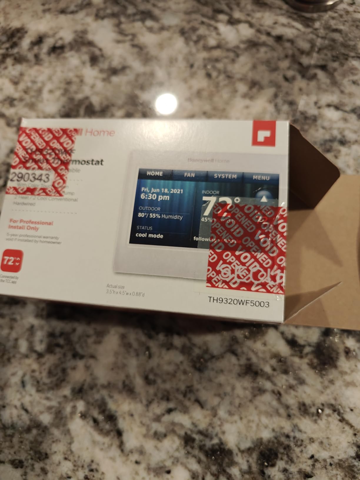 Honeywell TH9320WF5003 Wi-Fi 9000 Color Touch Screen Programmable Thermostat, 3.5 x 4.5 Inch, White, 'Requires C Wire' customer photo 1