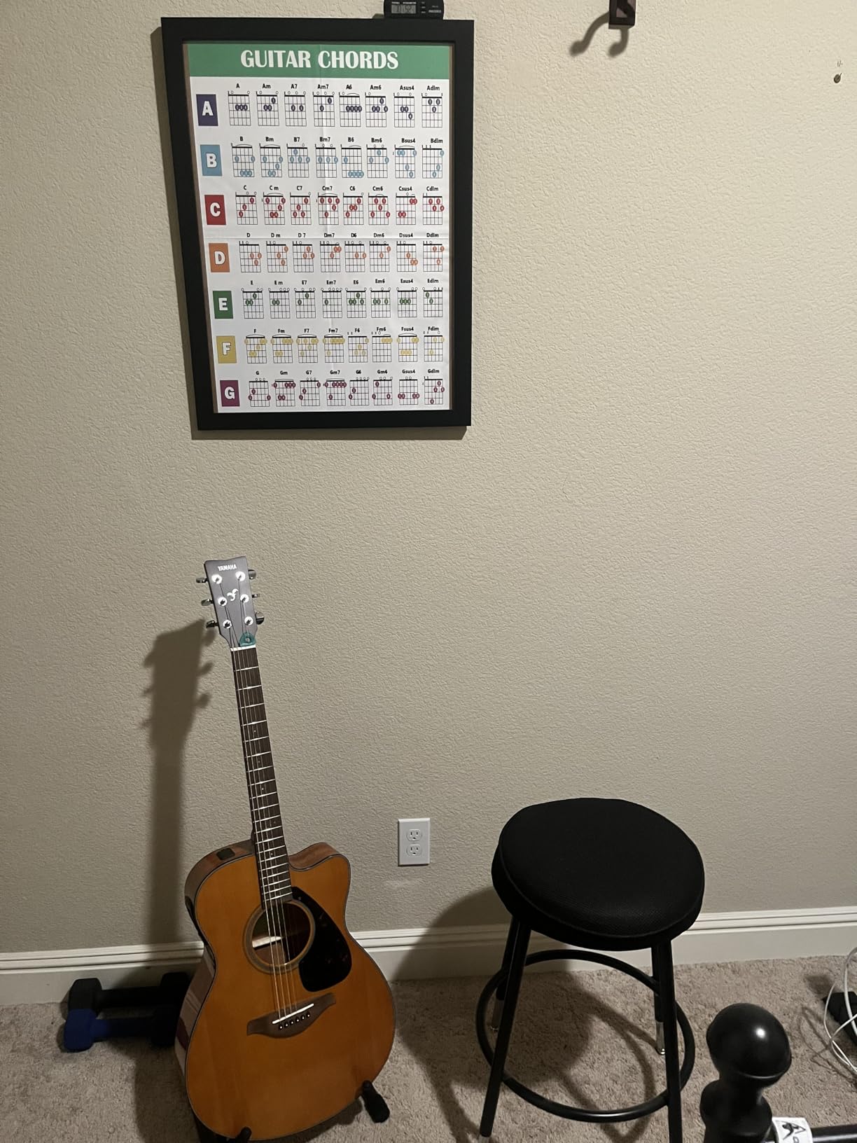 Amazon Basics Portable Adjustable Folding Guitar Stand for Electric and Acoustic Guitars, A-shape, Fully Assembled with Padded Foam, Black, 8.66 x 15.16 x 3.74 inches customer photo 2