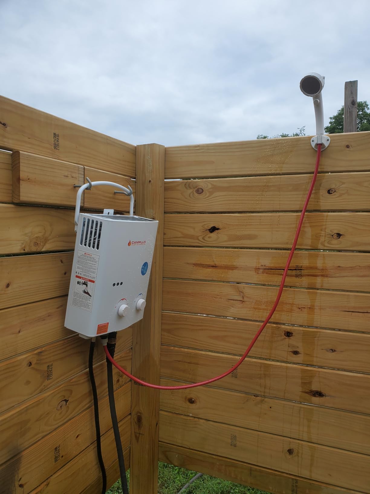 CAMPLUX 5L Portable Tankless Water Heater, 1.32 GPM Outdoor Propane Shower for Camping, RV, Off-Grid, Instant Hot Water with Folding Handle, Overheat Protection, Low Pressure Startup, AY132, White customer photo 2