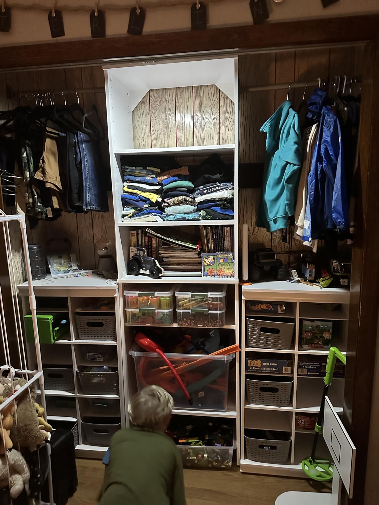 ClosetMaid SuiteSymphony Wood Closet Organizer Starter Kit with Tower and 3 Hang Rods, Shelves, Adjustable, Fits Spaces 5 - 10 ft. Wide, Natural Gray customer photo 1