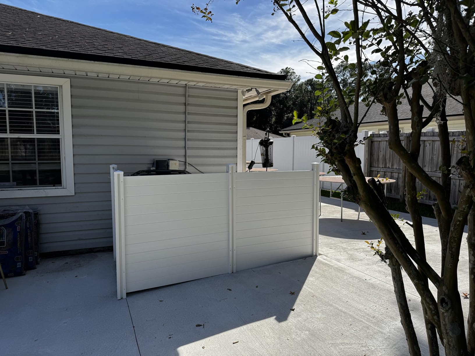 4ft H x 4ft W (2 Panels) No Dig Enclo Premium White Vinyl Privacy Screen, Outdoor Privacy Panels, Use As Air Conditioner Fence, Trash Can Enclosure, Pool Equipment Enclosure, ZP19014 customer photo 2