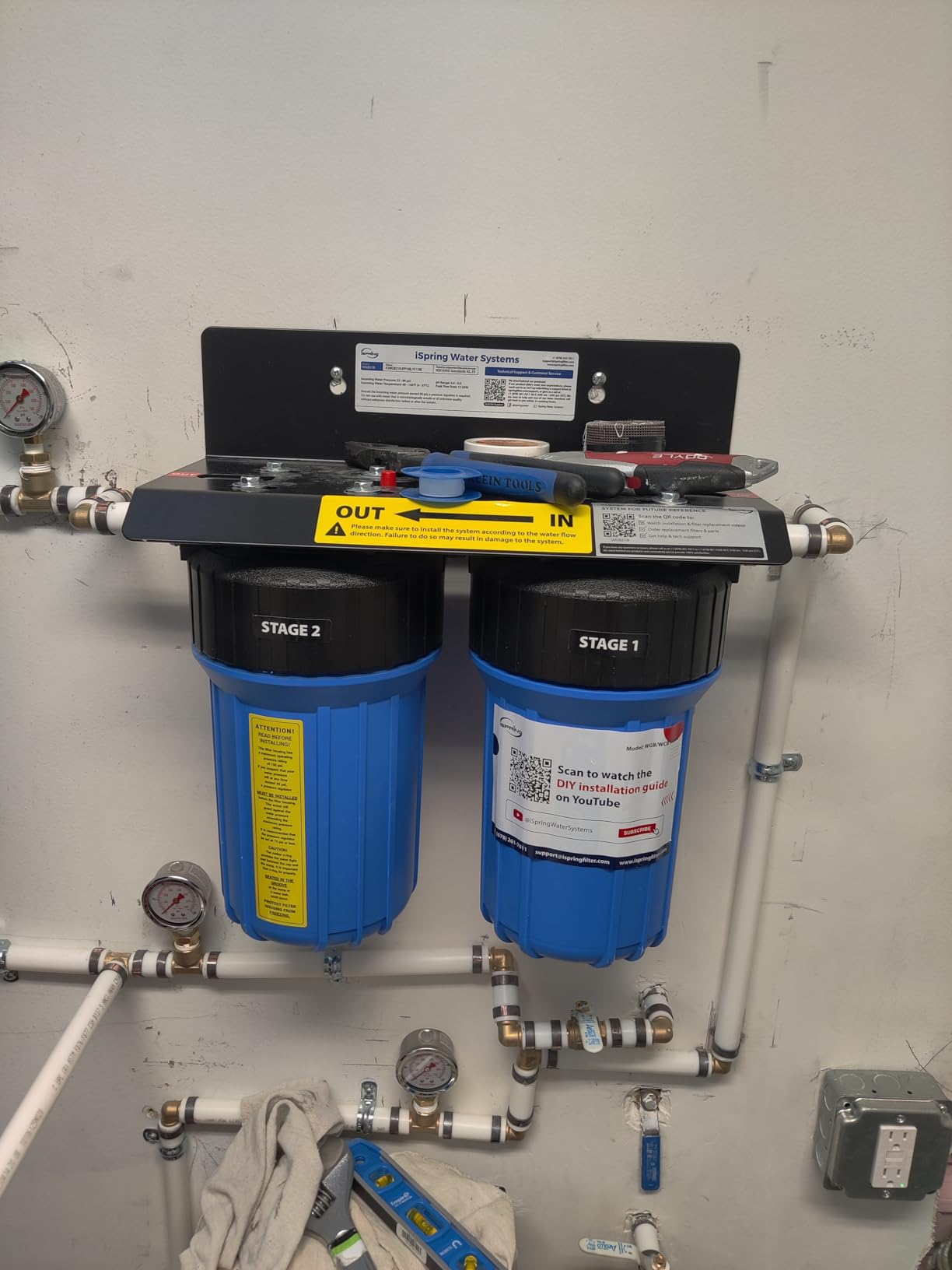 iSpring WGB21B 2-Stage Whole House Water Filtration System, with 10