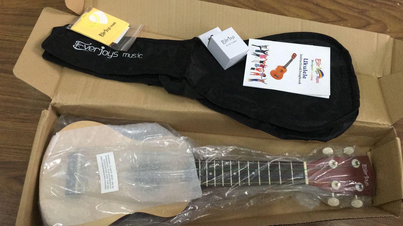 Everjoys Soprano Ukulele Beginner Pack-21 Inch w/Free Online Lesson Gig Bag Digital Tuner Pick All in One Kit (Rainbow String) customer photo 2