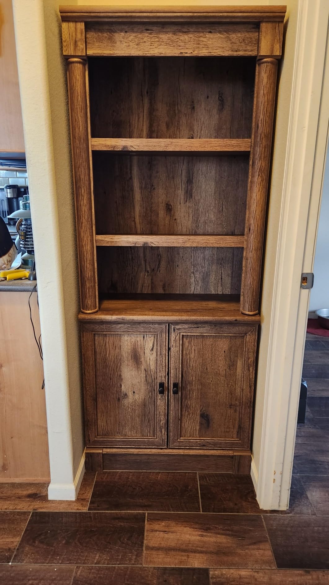 Sauder Palladia Bookcase with Doors, Multiroom Storage, Library Bookcase, Vintage Oak Finish customer photo 2